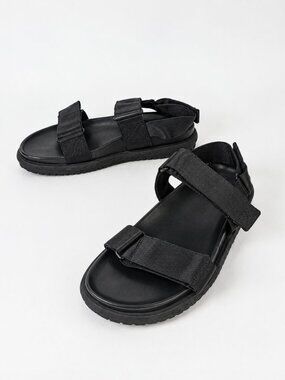 COS Men Webbing Strap Sandals Black Minimalist Utility Techware Size 10.5 (44)